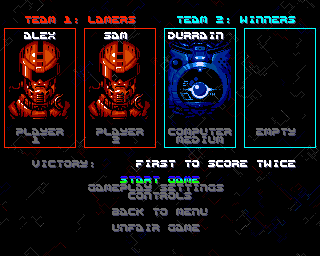 The versus setup screen